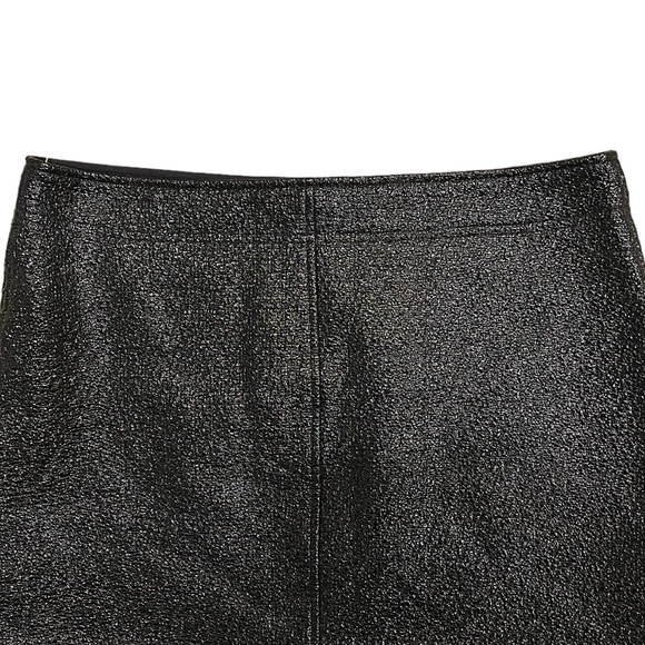 NWOT Zara Black Patent Textured Faux Leather Zip Front Mini Skirt - L - Picture 7 of 12